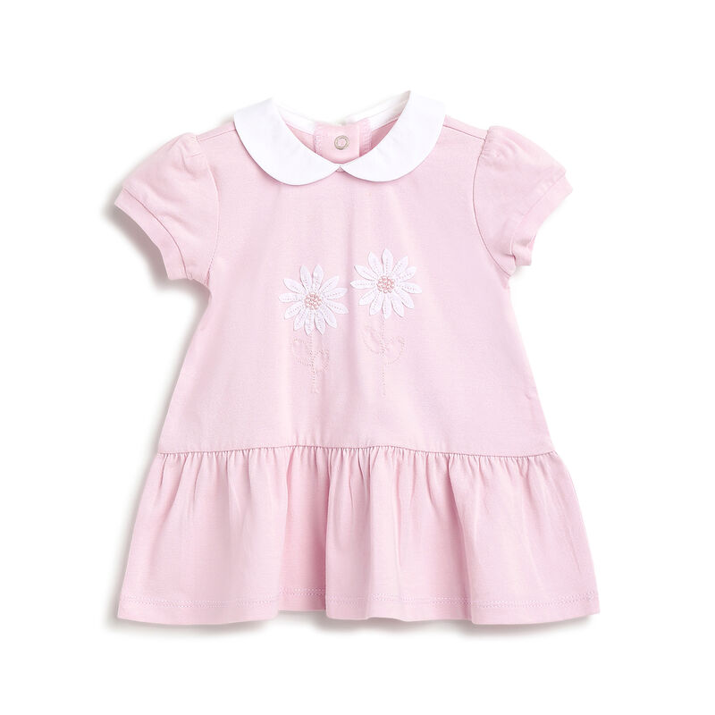 Girls Light Pink Printed Short Sleeve Dress image number 0